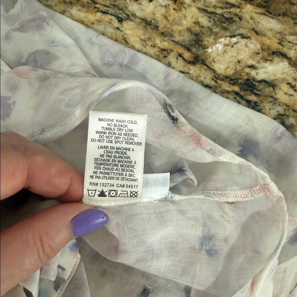 Cloth & Stone XS Watercolor Floral Sheer Button Front Pocket Blouse - Picture 8 of 11